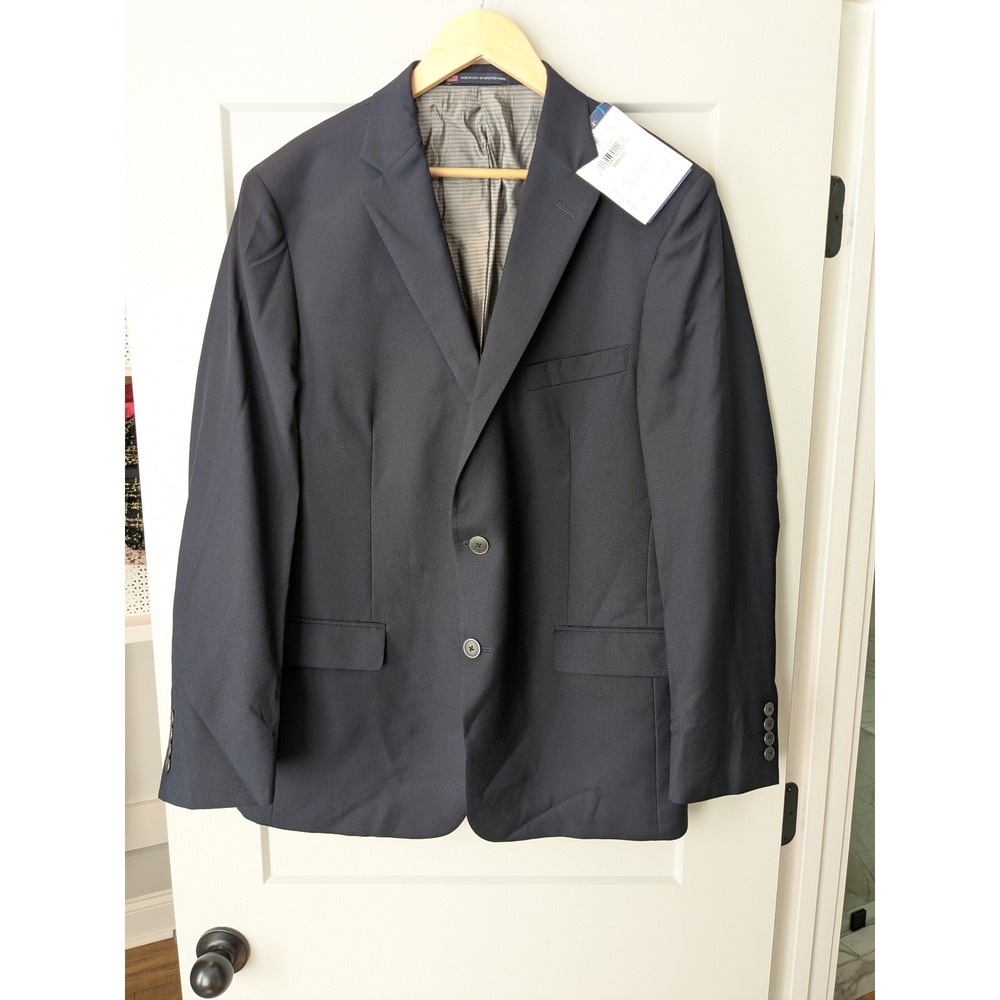 Hart Schaffner Marx Men's‎ Navy Wool Silk Mohair Suit Jacket Blazer 46 R